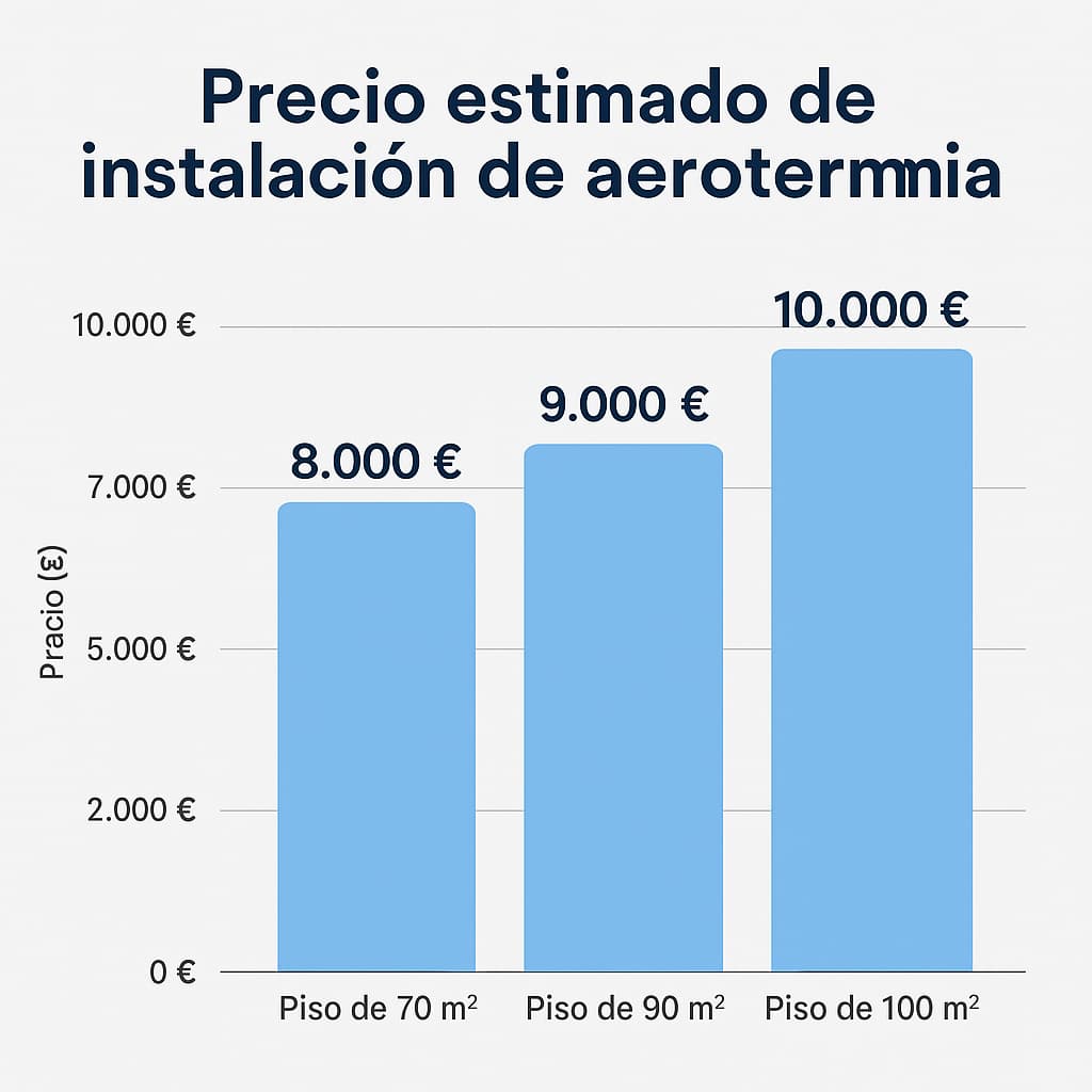 Comparativa de precios instalación aerotermia por tamaño de piso